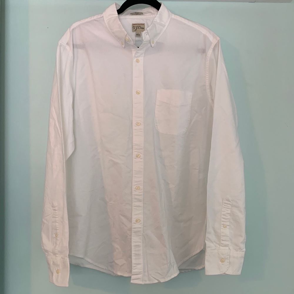 J Crew Men’s button-down white shirt (L) NWT